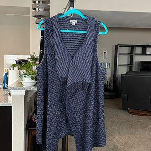 Croft & Barrow blue waffle sweater Cardigan Vest cotton blend size XXL